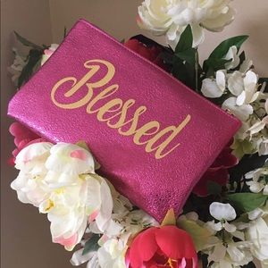 Blessed Cosmetic Bag- Pink Shimmer